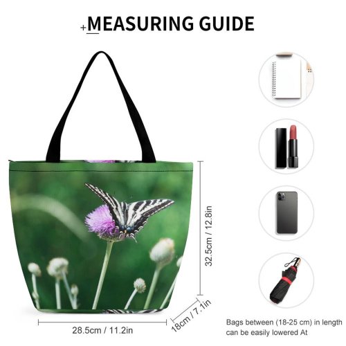 Yanfind Shopping Bag for Ladies Flower Plant Butterfly Insect Invertebrate Thistle Asteraceae Bee Honey Reusable Multipurpose Heavy Duty Grocery Bag for Outdoors.