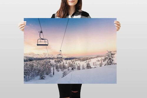 yanfind A1 | Ski Chair Lift Poster Art Print 60 x 90cm 180gsm Mountain Snowboard