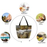 Yanfind Shopping Bag for Ladies River Flow Cascade Clear Morning Deluge Runoff Liquid Moist Glitter Crystal Reusable Multipurpose Heavy Duty Grocery Bag for Outdoors.