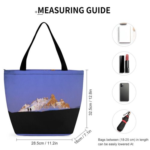 Yanfind Shopping Bag for Ladies Snow Alps France Hiking Silhouette Sky Mountainous Landforms Natural Landscape Range Reusable Multipurpose Heavy Duty Grocery Bag for Outdoors.
