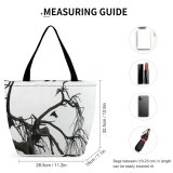 Yanfind Shopping Bag for Ladies Raven Crow Tree Dead Gloomy Dreary Foggy Overcast Coast Bird Fly Branch Reusable Multipurpose Heavy Duty Grocery Bag for Outdoors.