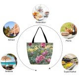Yanfind Shopping Bag for Ladies Flower Plant Geranium Rose Petal Reusable Multipurpose Heavy Duty Grocery Bag for Outdoors.
