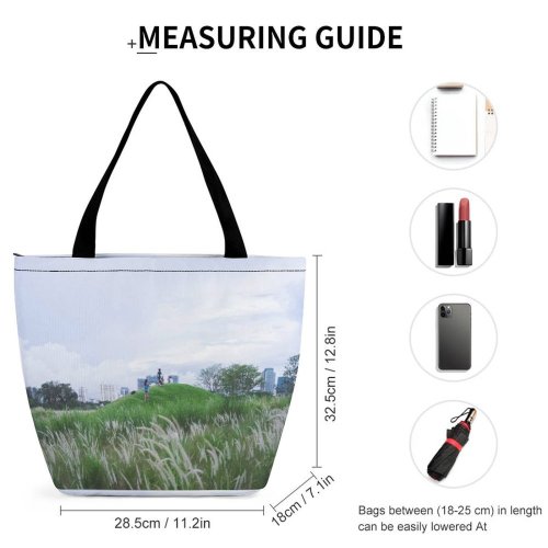 Yanfind Shopping Bag for Ladies Grass Plant Field Grassland Outdoors Singapore Vegetation Jurong Lake Lawn Mound Land Reusable Multipurpose Heavy Duty Grocery Bag for Outdoors.