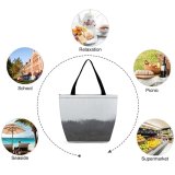 Yanfind Shopping Bag for Ladies Grey Fog Vail Mist Tree United States Forest Foggy Misty Outdoors Landscape Reusable Multipurpose Heavy Duty Grocery Bag for Outdoors.