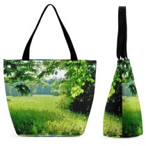 Yanfind Shopping Bag for Ladies Tree Trees Field Summer Love Memories Time Forest Forests Greenfield Poland Reusable Multipurpose Heavy Duty Grocery Bag for Outdoors.