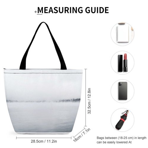 Yanfind Shopping Bag for Ladies Fog Outdoors Mist Lake Cloud Adventure Explore Park Creative Commons Reusable Multipurpose Heavy Duty Grocery Bag for Outdoors.