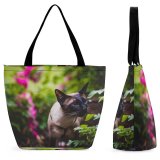 Yanfind Shopping Bag for Ladies Young Pet Outdoors Tabby Whiskers Smelling Cute Little Cat Nose Downy Reusable Multipurpose Heavy Duty Grocery Bag for Outdoors.