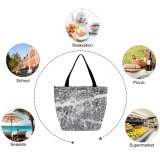 Yanfind Shopping Bag for Ladies Grey Outdoors Snow Plant Tree Winter Abies Fir Landscape Scenery Frost Reusable Multipurpose Heavy Duty Grocery Bag for Outdoors.