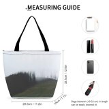 Yanfind Shopping Bag for Ladies Grey Outdoors Fog Grass High Tatras Vysoké Tatry Slovensko Plant Tree Mist Reusable Multipurpose Heavy Duty Grocery Bag for Outdoors.