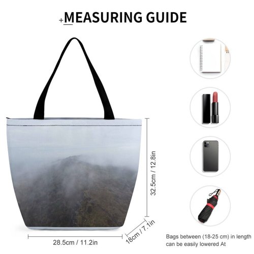 Yanfind Shopping Bag for Ladies Grey Outdoors Mist Fog Peak District National Park Baslow Road Bakewell Uk Reusable Multipurpose Heavy Duty Grocery Bag for Outdoors.