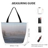 Yanfind Shopping Bag for Ladies Hills Fog Sky Atmospheric Natural Landscape Winter Frost Mist Freezing Morning Tree Reusable Multipurpose Heavy Duty Grocery Bag for Outdoors.