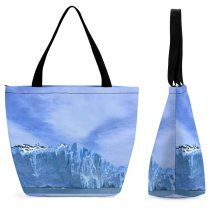 Yanfind Shopping Bag for Ladies Glaciares Argentina Rocks Mountains Polar Iceberg Arctic Ocean Sky Reusable Multipurpose Heavy Duty Grocery Bag for Outdoors.