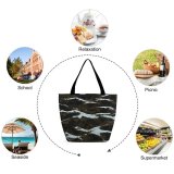 Yanfind Shopping Bag for Ladies Ground Tree Plant Grey Trunk Birds Rock Snow Sand Hills Abstract Natural Reusable Multipurpose Heavy Duty Grocery Bag for Outdoors.