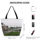 Yanfind Shopping Bag for Ladies Pond Mill Fog Fall Waterfall Falls Atmospheric Resources Property Natural Landscape Land Reusable Multipurpose Heavy Duty Grocery Bag for Outdoors.