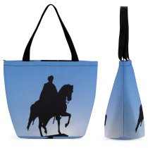 Yanfind Shopping Bag for Ladies Horse Monument Budapest Silhouette Equestrian Sky Hungary Europe Stock Reusable Multipurpose Heavy Duty Grocery Bag for Outdoors.
