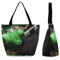 Yanfind Shopping Bag for Ladies Snake Reptile Venomous Scary Serpent Scaled Boa Smooth Greensnake Organism Family Reusable Multipurpose Heavy Duty Grocery Bag for Outdoors.