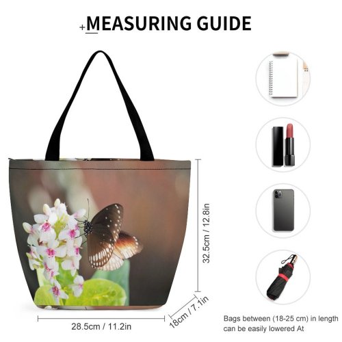 Yanfind Shopping Bag for Ladies Flower Plant Butterfly Insect Invertebrate HQ Honey Portrait Reusable Multipurpose Heavy Duty Grocery Bag for Outdoors.