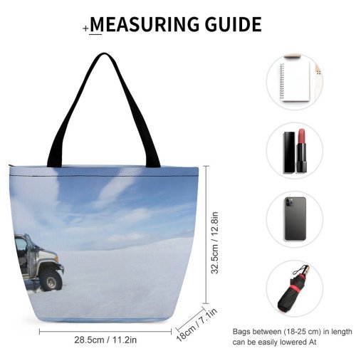 Yanfind Shopping Bag for Ladies Lake Iceland Island Landscape Waterfall Car Tires Sky Snow Vehicle Reusable Multipurpose Heavy Duty Grocery Bag for Outdoors.