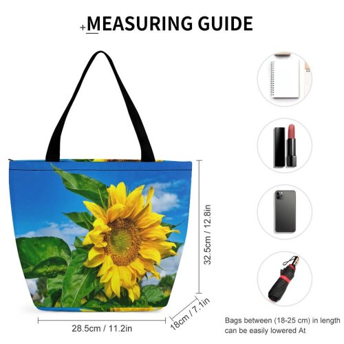Yanfind Shopping Bag for Ladies Flower Plant Cloudy Sky Flora Stock Reusable Multipurpose Heavy Duty Grocery Bag for Outdoors.