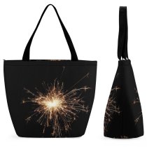 Yanfind Shopping Bag for Ladies Sparks Light Texture Dark Silvester Abstract Year Gold Colour Sylvester Reusable Multipurpose Heavy Duty Grocery Bag for Outdoors.
