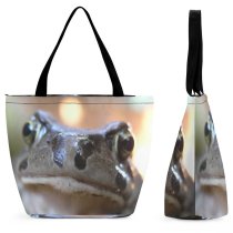 Yanfind Shopping Bag for Ladies Frog Bull Amphibian Reptiles Face Toad TRUE Snout Macro Eleutherodactylus Reusable Multipurpose Heavy Duty Grocery Bag for Outdoors.