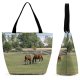 Yanfind Shopping Bag for Ladies Horse Outdoors Field Grassland Countryside Farm Rural Grazing Meadow Pasture Ranch Colt Reusable Multipurpose Heavy Duty Grocery Bag for Outdoors.