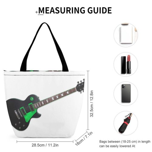 Yanfind Shopping Bag for Ladies Guitar Les Paul Rythem Bleus Rock Roll Metal Cords Strings Instrument String Reusable Multipurpose Heavy Duty Grocery Bag for Outdoors.