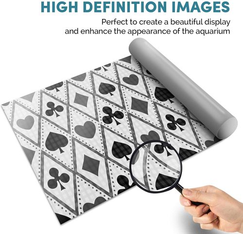yanfind Fish Tank Background 90x45cm BW - Playing Cards Hearts Spades | Poster Backdrop Decoration Paper