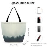 Yanfind Shopping Bag for Ladies Fog Mist Forest Pergine Valsugana Italy Sky Muted Cloudy Wood Grey Outdoors Reusable Multipurpose Heavy Duty Grocery Bag for Outdoors.