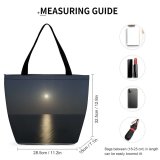 Yanfind Shopping Bag for Ladies Fullmoon Moonlight Sea Night Reflection Movement Sky Horizon Light Atmospheric Calm Reusable Multipurpose Heavy Duty Grocery Bag for Outdoors.