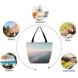 Yanfind Shopping Bag for Ladies Fog Grey Outdoors Mist Sky Lathumse Veerweg Velp Netherlands Mills Cloud Reusable Multipurpose Heavy Duty Grocery Bag for Outdoors.