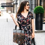 Yanfind Shopping Bag for Ladies Above From Urban Skyscrapers City Buildings Downtown Architecture Cityscape Bird's Aerial Reusable Multipurpose Heavy Duty Grocery Bag for Outdoors.