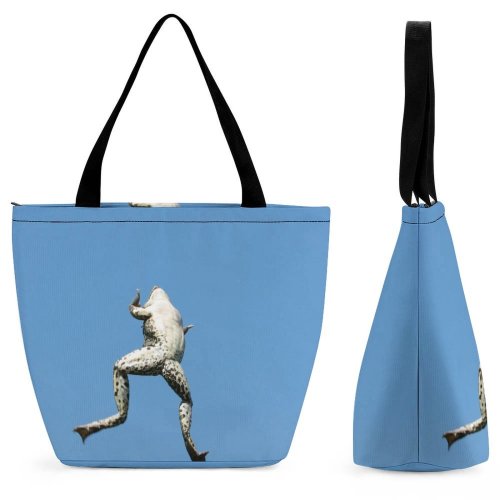 Yanfind Shopping Bag for Ladies Frog Jumper Eyes Legs Amphibian Pond Grass Sky Reptile Copyspace Sculpture Reusable Multipurpose Heavy Duty Grocery Bag for Outdoors.