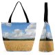 Yanfind Shopping Bag for Ladies Norway Clouds Sky Summer Warmth Field Country Harvest Farmer Wheat Cereal Reusable Multipurpose Heavy Duty Grocery Bag for Outdoors.
