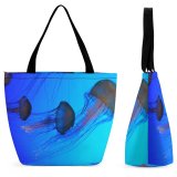 Yanfind Shopping Bag for Ladies Jellyfish Aquarium Tentacles Cnidaria Marine Invertebrates Organism Biology Invertebrate Box Underwater Bioluminescence Reusable Multipurpose Heavy Duty Grocery Bag for Outdoors.