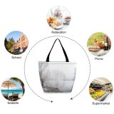 Yanfind Shopping Bag for Ladies Grey Fog Outdoors Birds Mist Isola Dovarese Italy Tree Path Lanscape Sunrise Reusable Multipurpose Heavy Duty Grocery Bag for Outdoors.