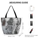 Yanfind Shopping Bag for Ladies Grey Outdoors Frost Snow Plant Tree Abies Fir Conifer Forest Pine Reusable Multipurpose Heavy Duty Grocery Bag for Outdoors.