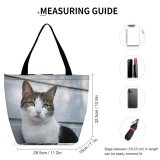 Yanfind Shopping Bag for Ladies Young Pet Funny Kitten Portrait Tabby Curiosity Cute Furry Cat Nose Reusable Multipurpose Heavy Duty Grocery Bag for Outdoors.