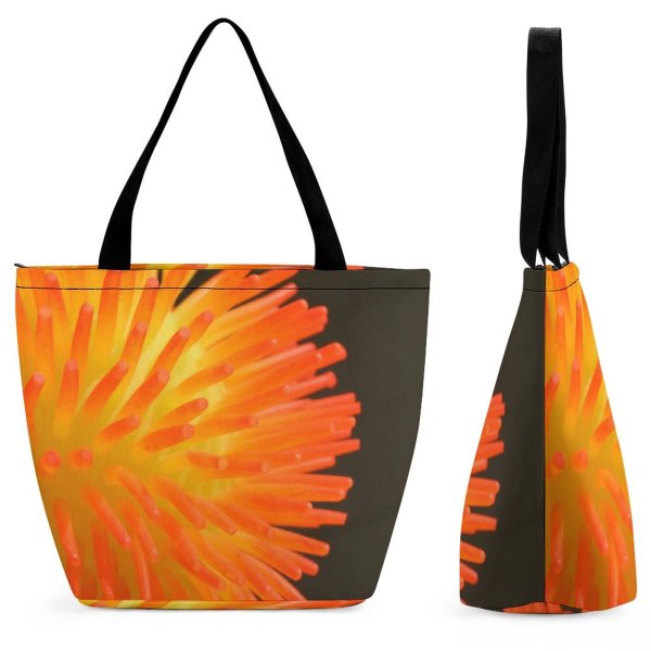 Yanfind Shopping Bag for Ladies Rubber Toy Sea Anemone Nubbin Tentacle Spike Flower Plant Peach Petal Pollen Reusable Multipurpose Heavy Duty Grocery Bag for Outdoors.