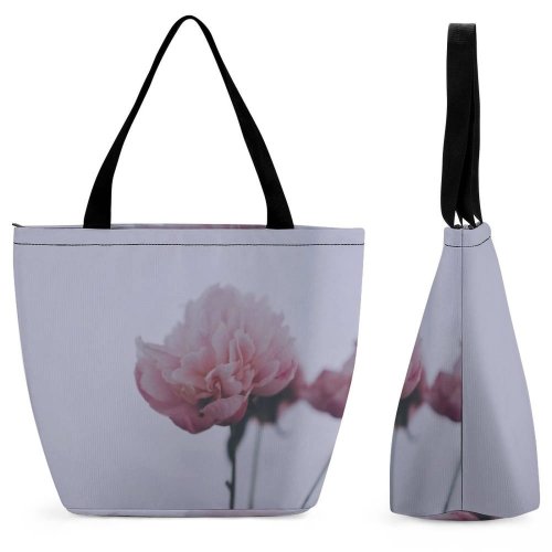Yanfind Shopping Bag for Ladies Flower Plant Geranium Rose Grey Carnation Peony Stock Reusable Multipurpose Heavy Duty Grocery Bag for Outdoors.