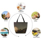 Yanfind Shopping Bag for Ladies Observatory Night Sky Atmosphere Cloud Tree Dome Midnight Space Reusable Multipurpose Heavy Duty Grocery Bag for Outdoors.
