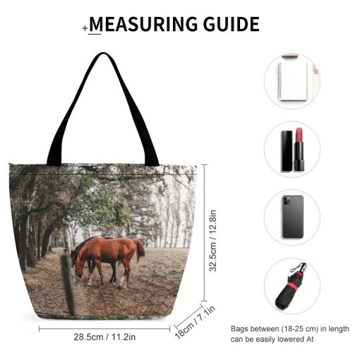 Yanfind Shopping Bag for Ladies Horse Outdoors Field Grassland Farm Countryside Rural Pasture Meadow Ranch Vicua Mackenna Reusable Multipurpose Heavy Duty Grocery Bag for Outdoors.