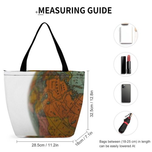 Yanfind Shopping Bag for Ladies Globe Europe Geography Worldglobe Interior Design Reusable Multipurpose Heavy Duty Grocery Bag for Outdoors.