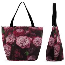Yanfind Shopping Bag for Ladies Flower Rose Flora Plant Carnation Petal Arrangement Bouquet Ornament Fleurs Garden Reusable Multipurpose Heavy Duty Grocery Bag for Outdoors.
