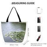 Yanfind Shopping Bag for Ladies Lily Pads Lilypads Lillypads Pond River Lake Aqua H Ripples Reusable Multipurpose Heavy Duty Grocery Bag for Outdoors.