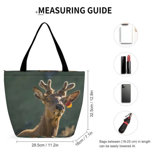Yanfind Shopping Bag for Ladies Zealand Reindeer Cute Deer Moose Wildlife Reusable Multipurpose Heavy Duty Grocery Bag for Outdoors.