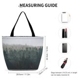 Yanfind Shopping Bag for Ladies Grey Fog Outdoors Abies Fir Plant Tree Mist Conifer Beautiful Novascotia Reusable Multipurpose Heavy Duty Grocery Bag for Outdoors.