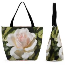 Yanfind Shopping Bag for Ladies Flower Rose Plant Summer Spring Blush Pretty Macro Upclose Petal Public Reusable Multipurpose Heavy Duty Grocery Bag for Outdoors.