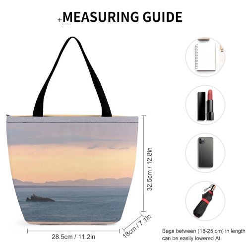 Yanfind Shopping Bag for Ladies Grey Mount Maunganui Zealand Ocean Sea Beach Tauranga Sunset Landscape Cloud Coast Reusable Multipurpose Heavy Duty Grocery Bag for Outdoors.