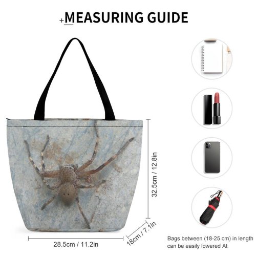 Yanfind Shopping Bag for Ladies Huntsman Hairy Australilan Eyes Legs Scary Araneus Cavaticus Insect Invertebrate Wolf Reusable Multipurpose Heavy Duty Grocery Bag for Outdoors.